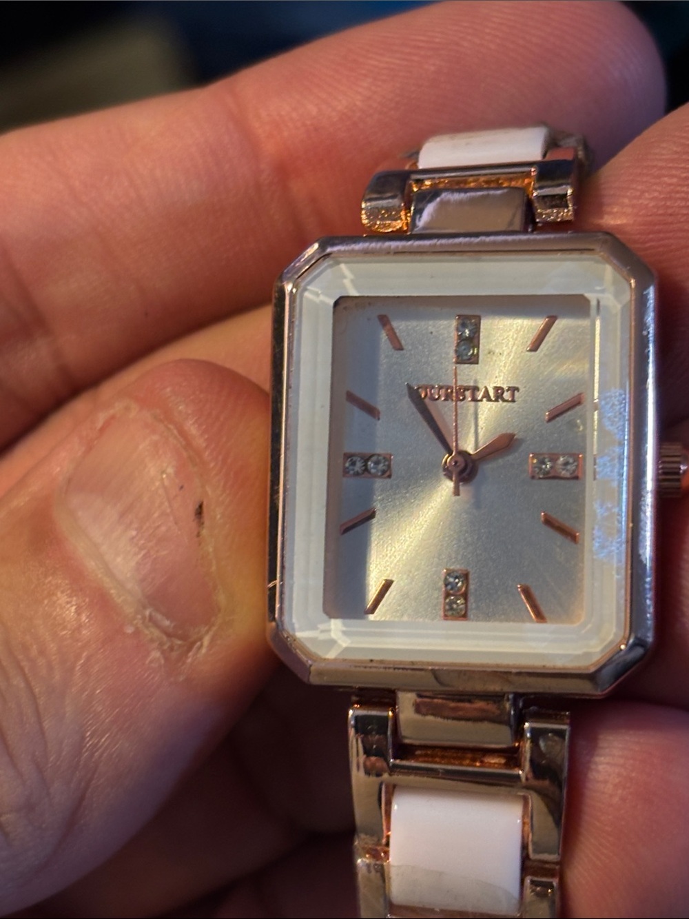 Women's Rose Gold Tone Watch with White Accents